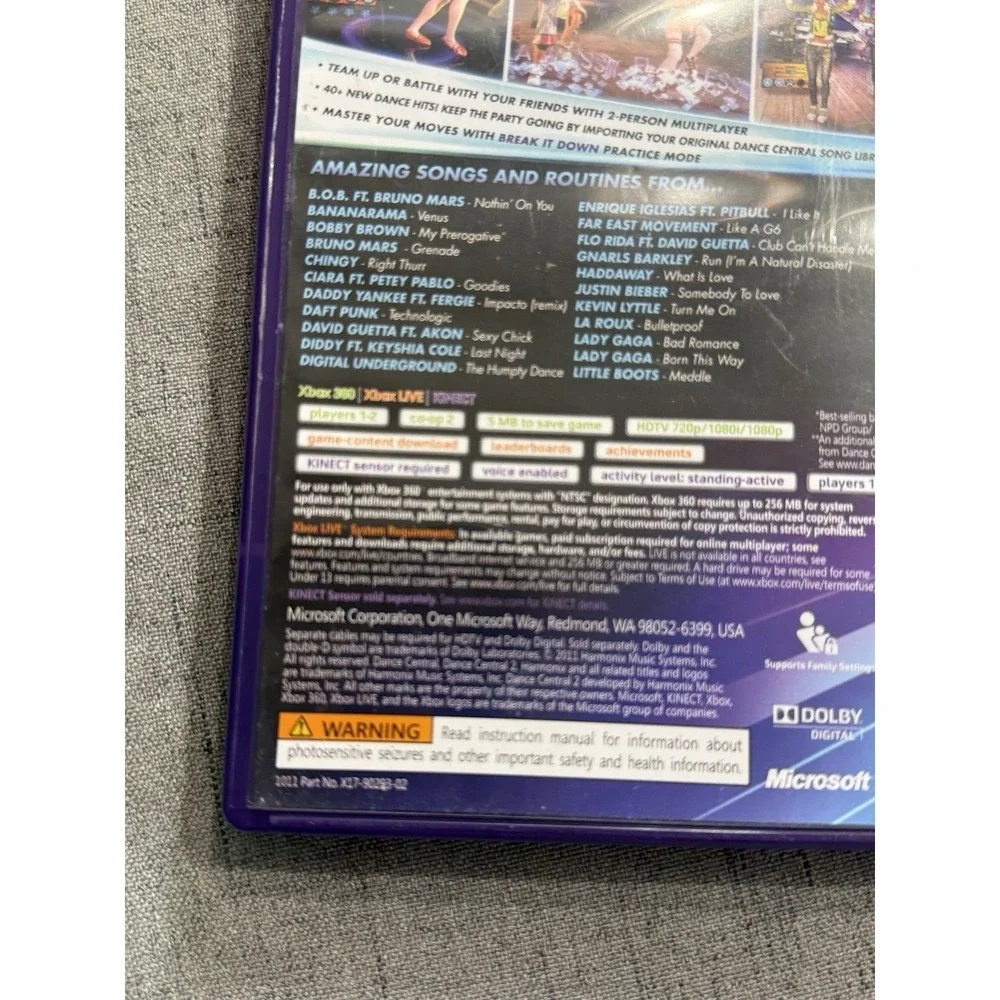 Dance Central 2 Microsoft‎ Xbox 360 Kinect 2011 With Manual Rated T